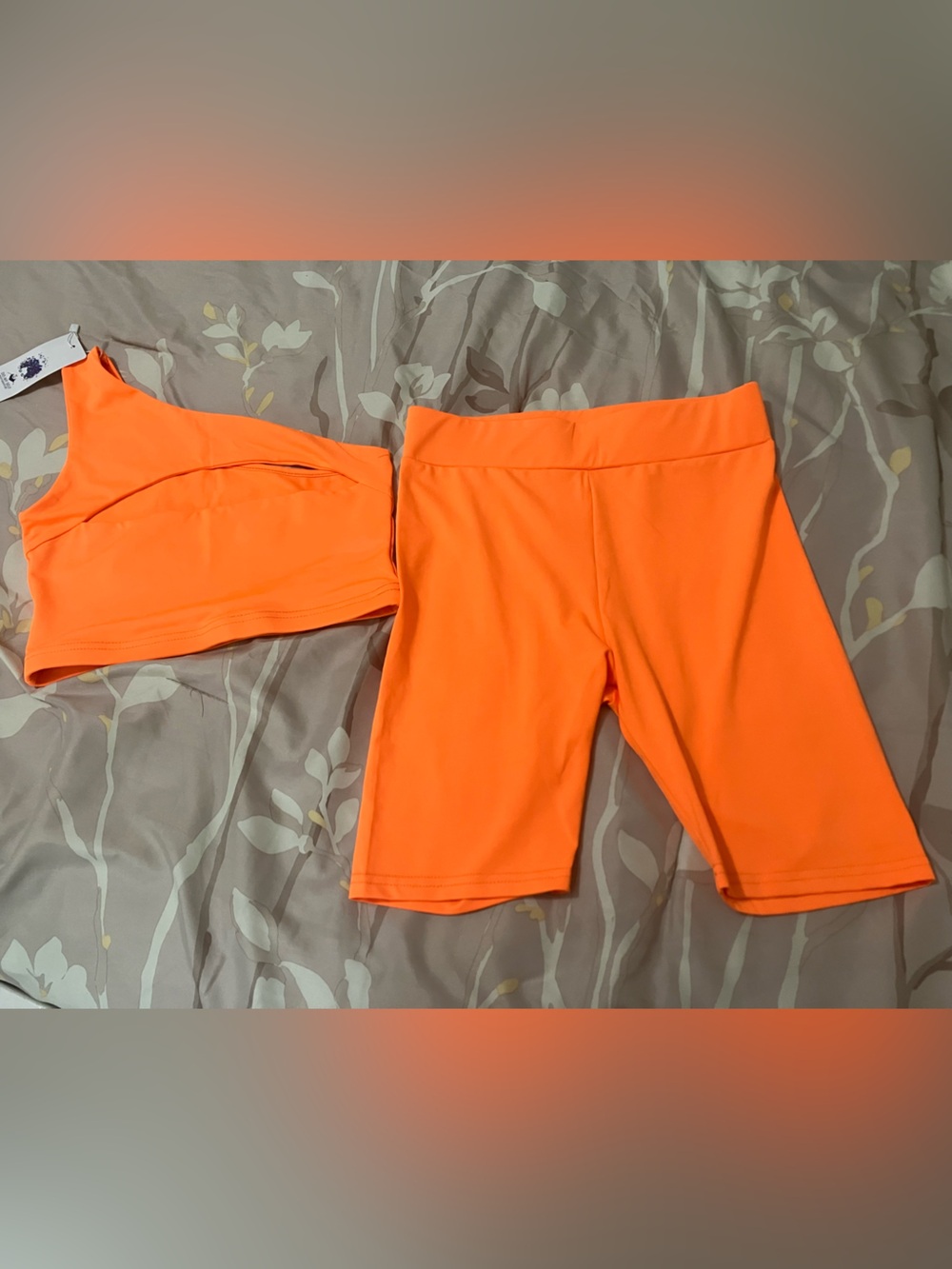 Women's High-Waist Neon Orange Bike Shorts